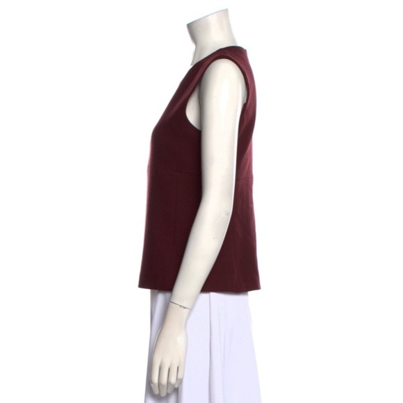 Prada Burgundy Virgin Wool Crew Neck Sleeveless Slim Fit Top Size IT 44 US 8 - Picture 2 of 12